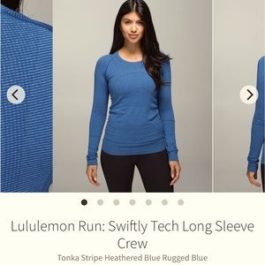 Run Swiftly Tech Long Sleeve Crew 6/S Tonka Stripe Heather Rugged Blue